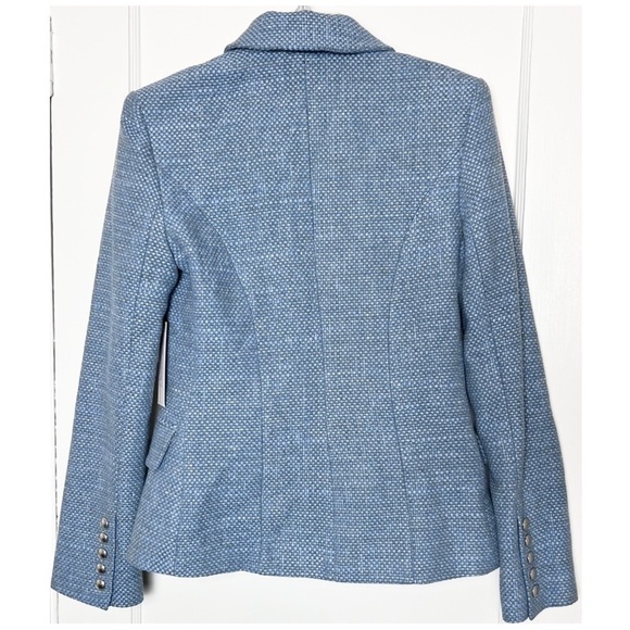 NWT L'AGENCE Kenzie Basket Weave Tweed Double Breasted Classic Academia Blazer 2 - Picture 6 of 11